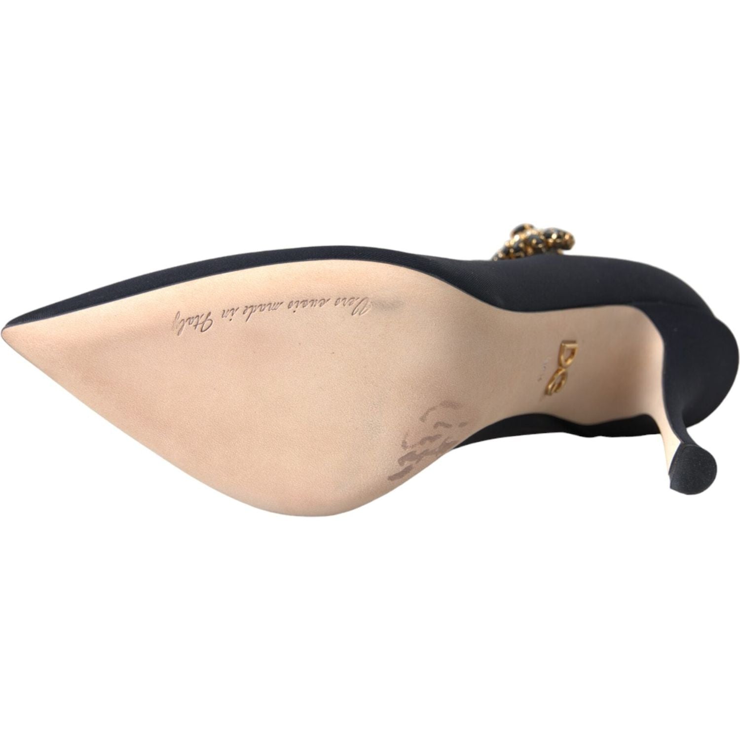 حذاء ماري جين جيرسي أسود اللون من دولتشي آند غابانا بمضخات كريستالية