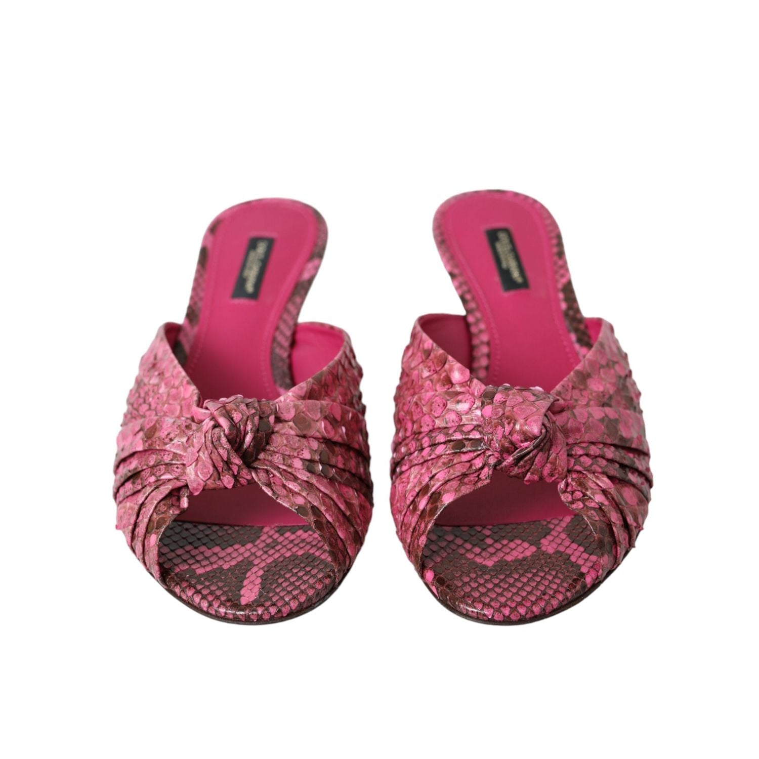 Dolce & Gabbana Pink Exotic Leather Kitten Heels Slides Shoes