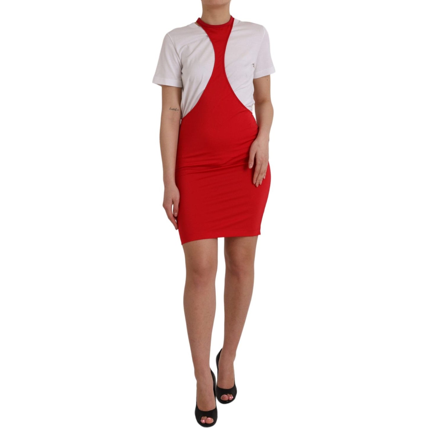 Dolce & Gabbana Red Nylon Stretch Bodycon Sheath Mini Dress Dolce & Gabbana