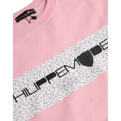 Philippe Model Pink Cotton Logo Print Long Sleeves Pullover Sweater