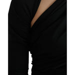Dolce & Gabbana Black Wool Cutout Asymmetric Long Sleeve Top