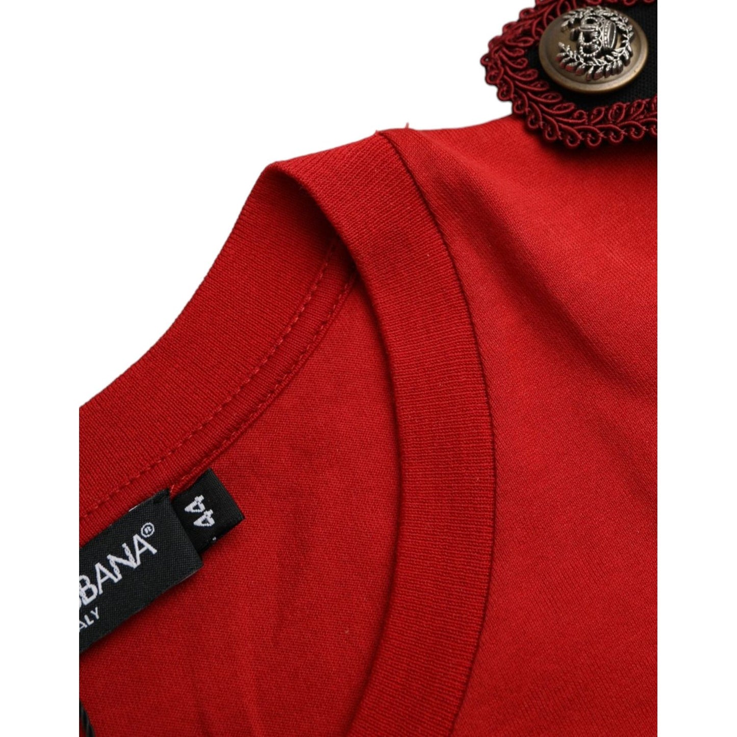 Dolce & Gabbana Red Cotton Graphic Print Crew Neck T-shirt