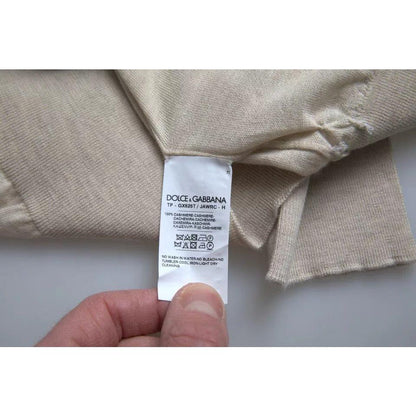 Dolce & Gabbana Pullover Beige Cashmere Turtleneck Sweater