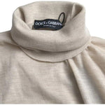 Dolce & Gabbana Pullover Beige Cashmere Turtleneck Sweater TSH85154-46