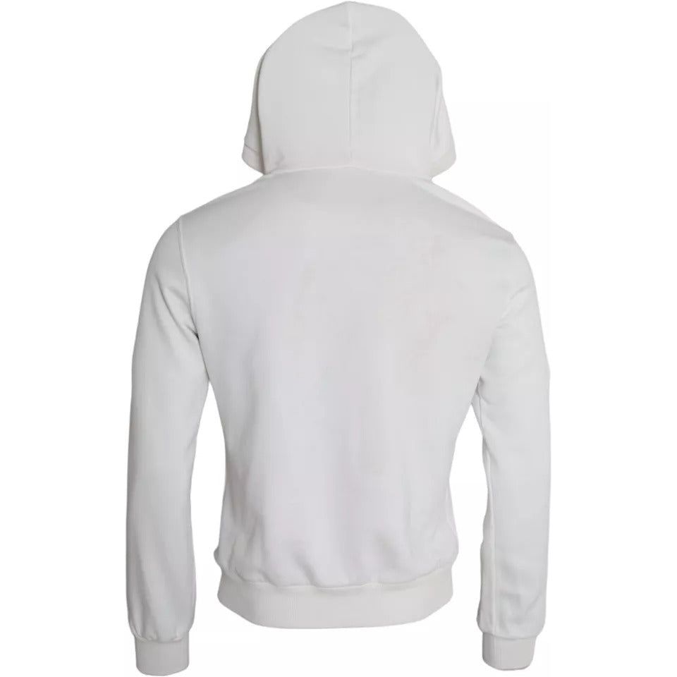 Dolce & Gabbana White Caesar Cotton Hooded Pullover Sweater Dolce & Gabbana