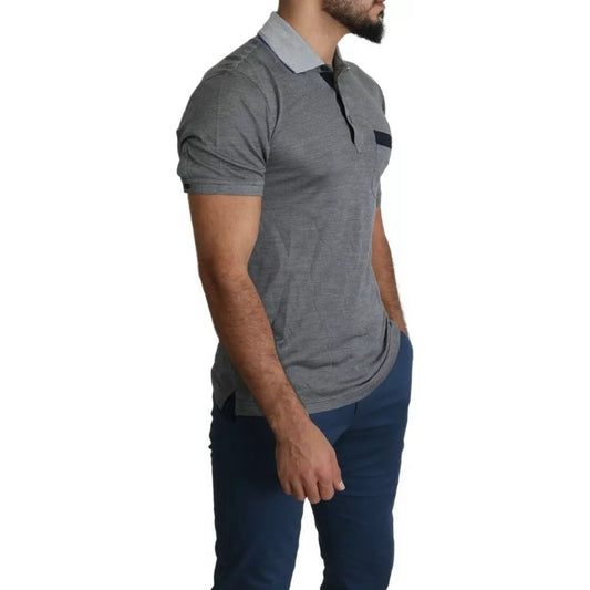 Dolce & Gabbana Gray Collared Silk Polo Top Shirt T-shirt Dolce & Gabbana