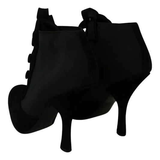 Black Suede Stretch Ankle Boots Booties Shoes