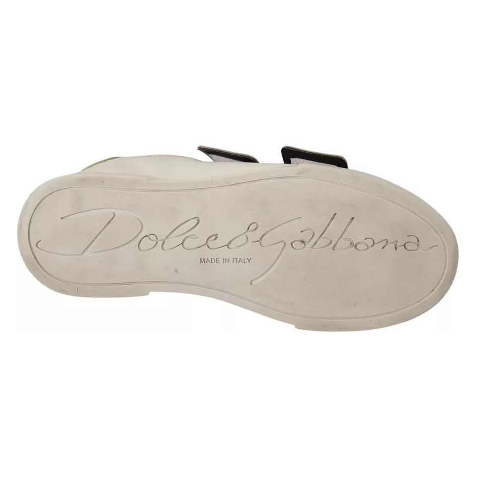 Dolce & Gabbana White Gold Leather Trainers Sneakers Shoes Dolce & Gabbana