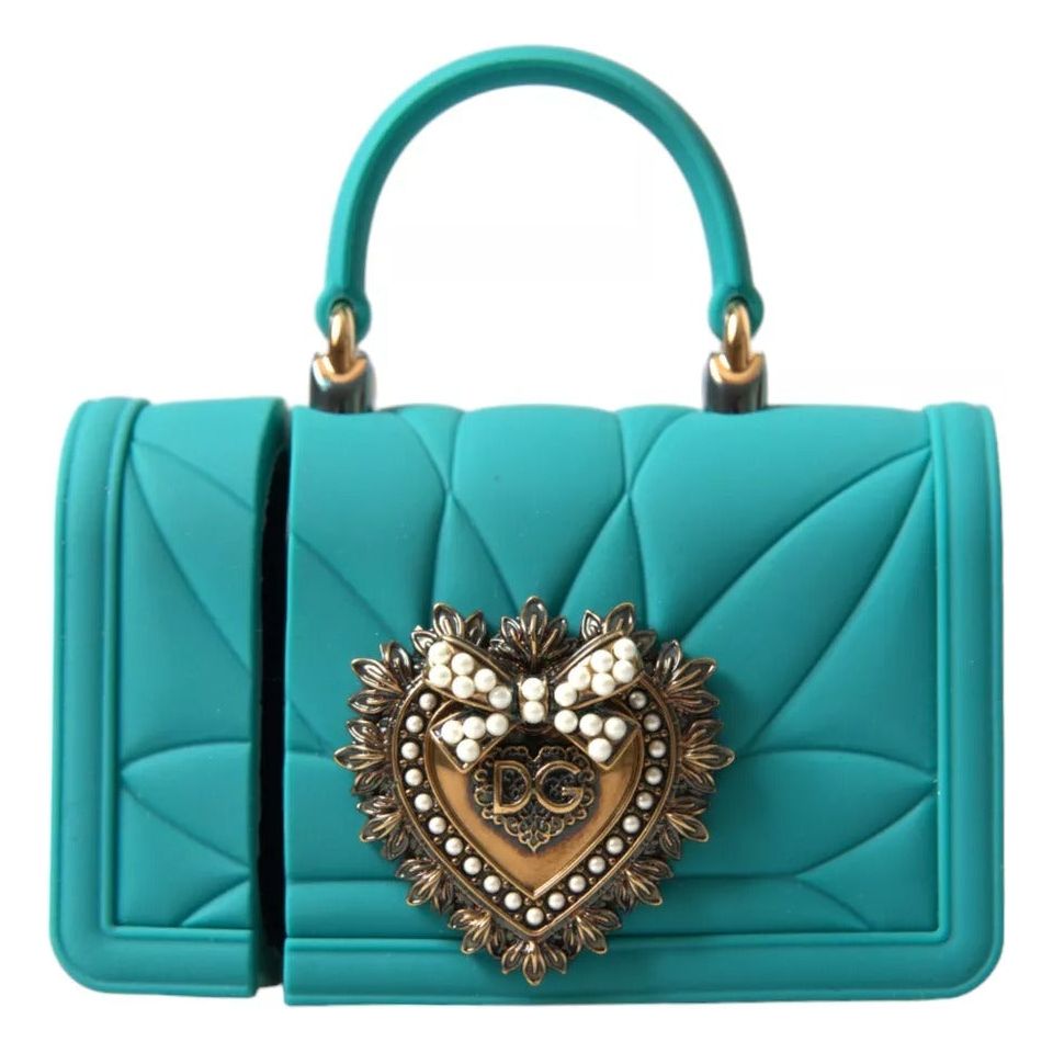 Dolce & Gabbana Turquoise Silicone Devotion Heart Cover Hand Bag Airpods Case Dolce & Gabbana