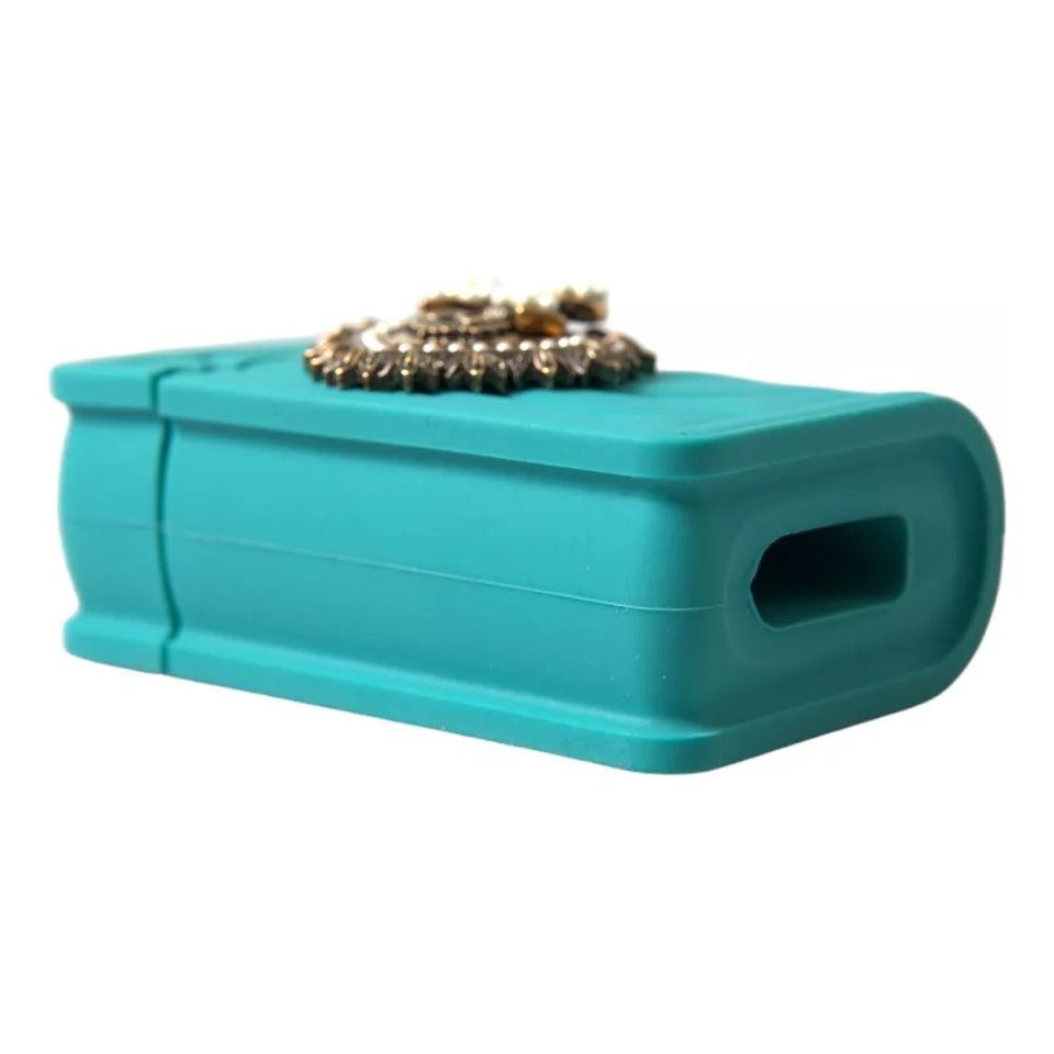 Dolce & Gabbana Turquoise Silicone Devotion Heart Cover Hand Bag Airpods Case Dolce & Gabbana