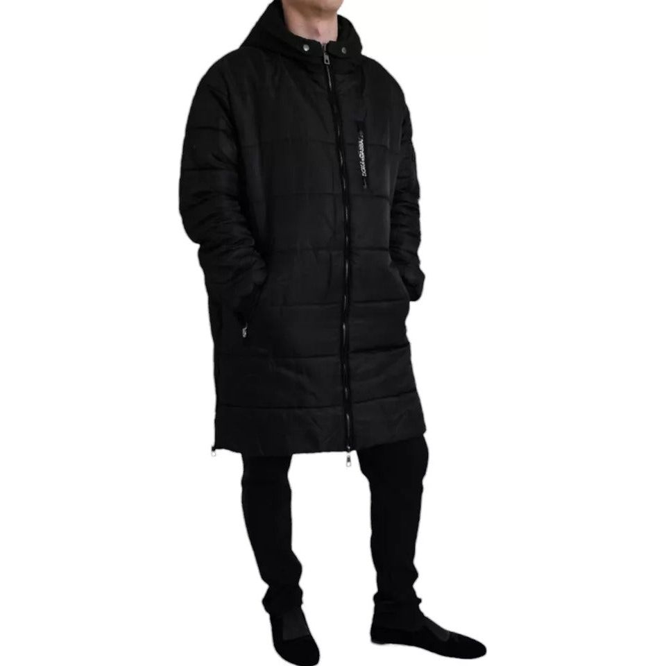 Dolce & Gabbana Black Nylon Hooded Parka Coat Winter Jacket Dolce & Gabbana