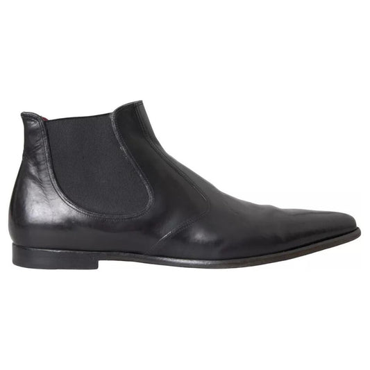 Dolce & Gabbana Black Leather Chelsea Men Ankle Boots Shoes Dolce & Gabbana