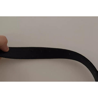 Dolce & Gabbana Black Velvet Silver Tone Metal Buckle Belt