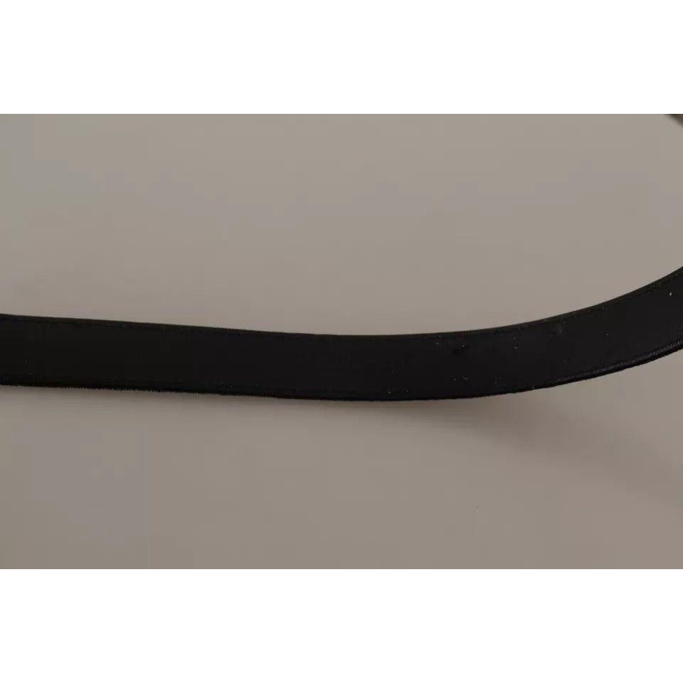 Dolce & Gabbana Black Velvet Silver Tone Metal Buckle Belt