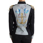Dolce & Gabbana Blue Button Crystal Embellished Cotton Jacket JKT2413-42