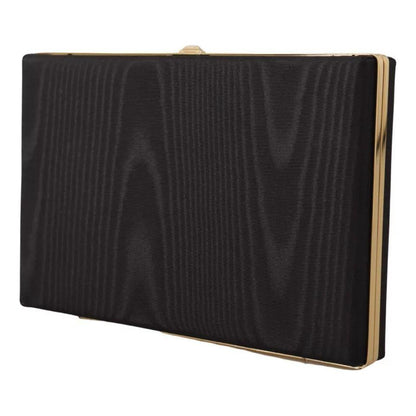 Dolce & Gabbana Black Silk Gold Frame Clutch Evening Party Purse Bag