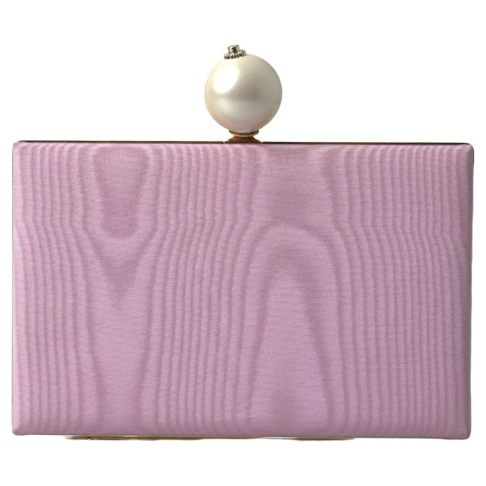 Dolce & Gabbana Pink Silk Gold Frame Clutch Evening Party Purse Bag Dolce & Gabbana