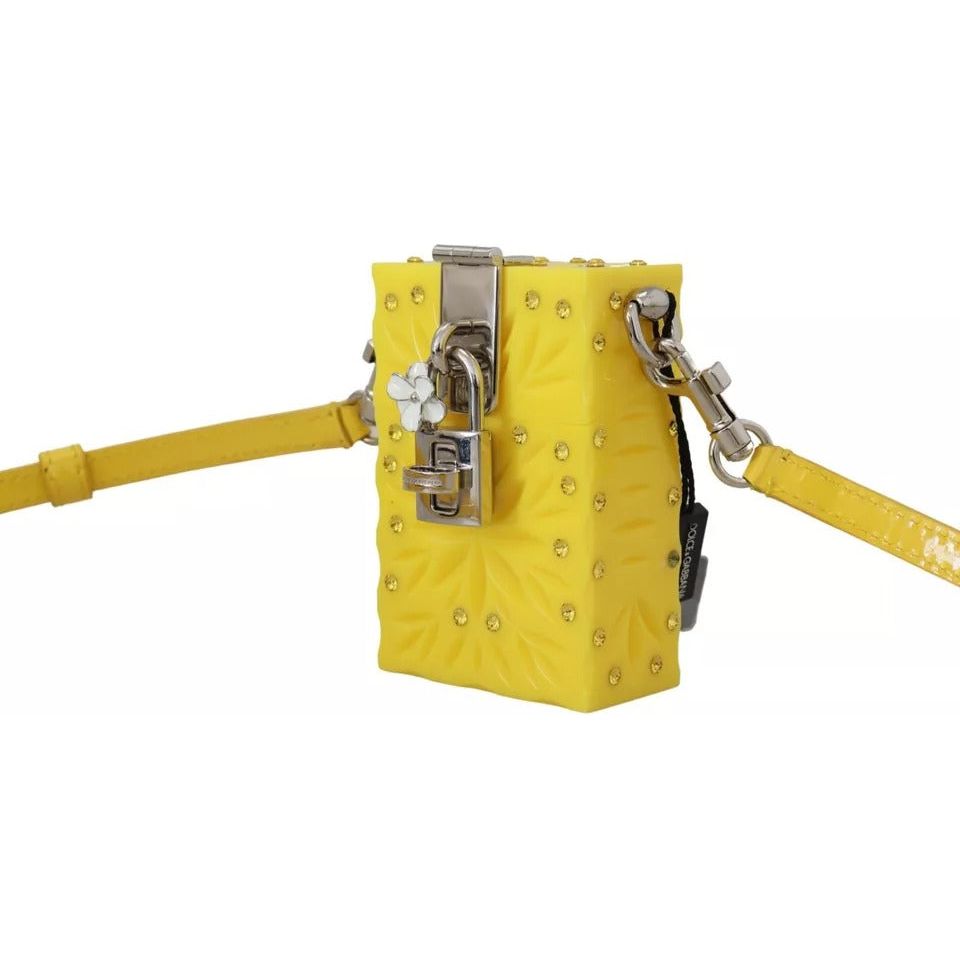 Dolce & Gabbana Yellow Plexiglass Crystals Box Padlock Women Clutch Bag Dolce & Gabbana