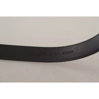 Dolce & Gabbana Black Calf Leather Vintage Logo Metal Buckle Belt
