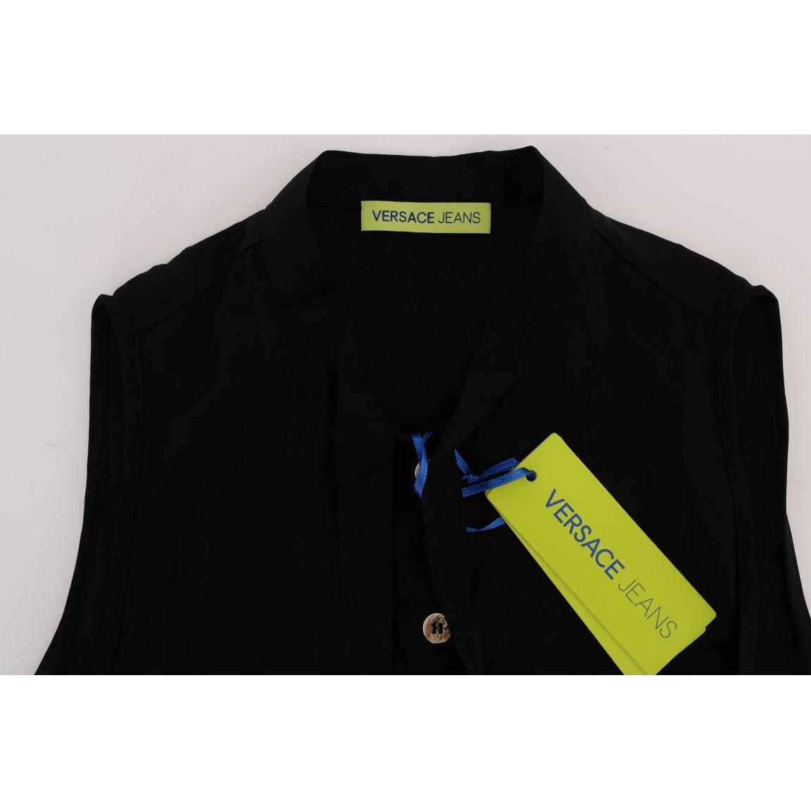 بلوزة قميص بدون أكمام باللون الأسود من فيرساتشي جينز