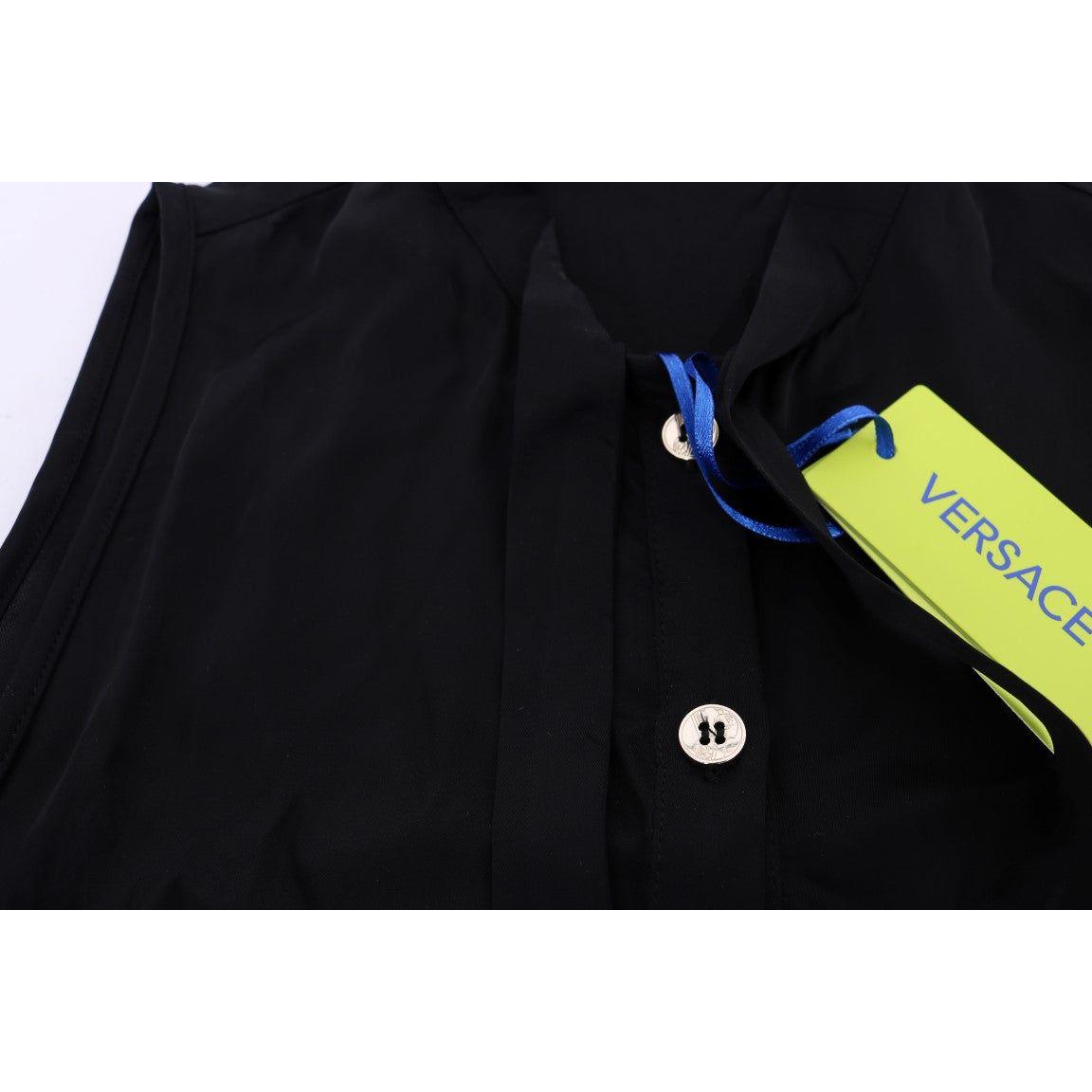 بلوزة قميص بدون أكمام باللون الأسود من فيرساتشي جينز