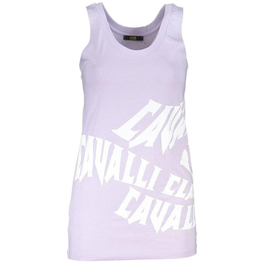 Cavalli Class Elegant Purple Round Neckline Tank Top Cavalli Class