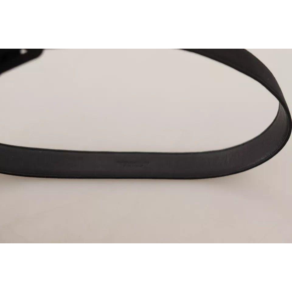 Dolce & Gabbana Black Velvet Leather Logo Waist Buckle Belt