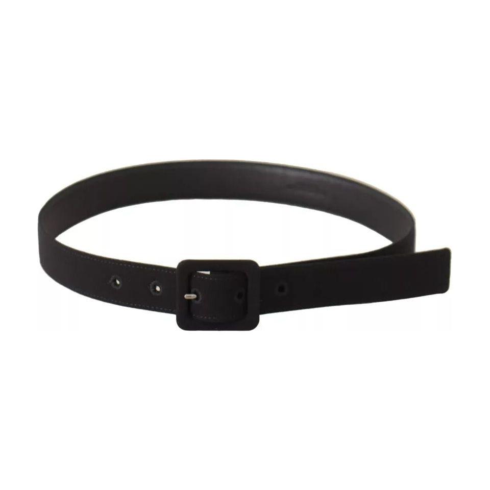Dolce & Gabbana Black Velvet Leather Logo Waist Buckle Belt
