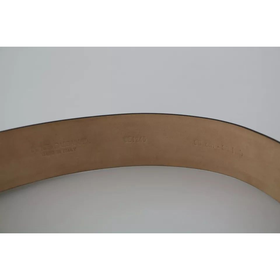 Dolce & Gabbana Black Shiny Leather Crystal Logo Buckle Belt