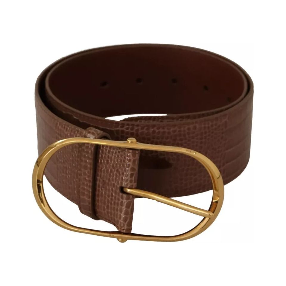 Dolce & Gabbana Brown Wide Waist Leather Gold Oval Metal Buckle Belt Dolce & Gabbana