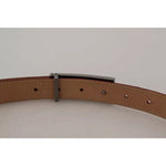 Dolce & Gabbana Brown Leather Gold Engraved Metal Buckle Belt