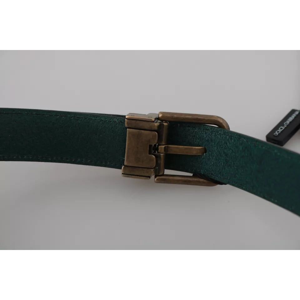 Dolce & Gabbana Green Gold Buckle Waist Leather Belt Dolce & Gabbana