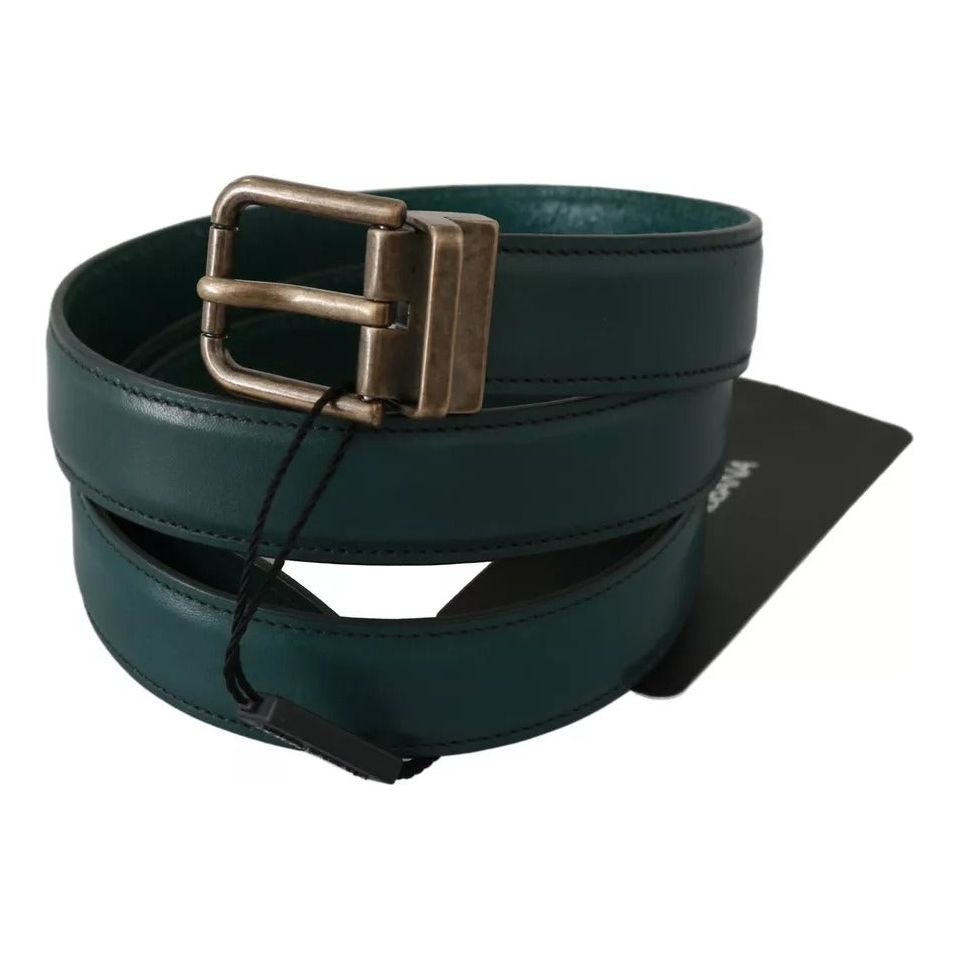 Dolce & Gabbana Green Gold Buckle Waist Leather Belt Dolce & Gabbana