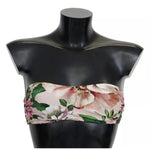 Dolce & Gabbana Pink Floral Print Swimsuit Beachwear Bikini Top