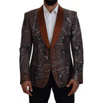 Dolce & Gabbana Bronze Monkey Print Silk Slim Jacket Blazer KOS2124-46