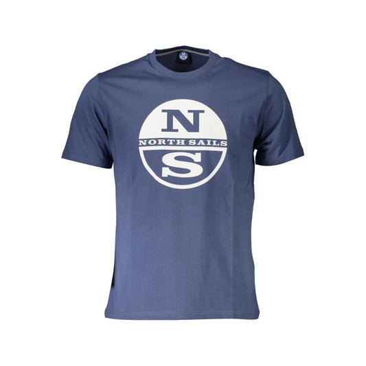 North Sails Blue Printed Round Neck Tee with Logo North Sails