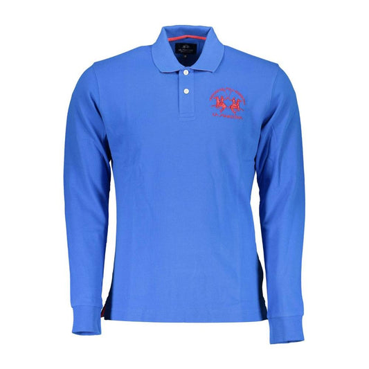 La Martina Elegant Blue Long-Sleeved Polo for the Modern Man La Martina