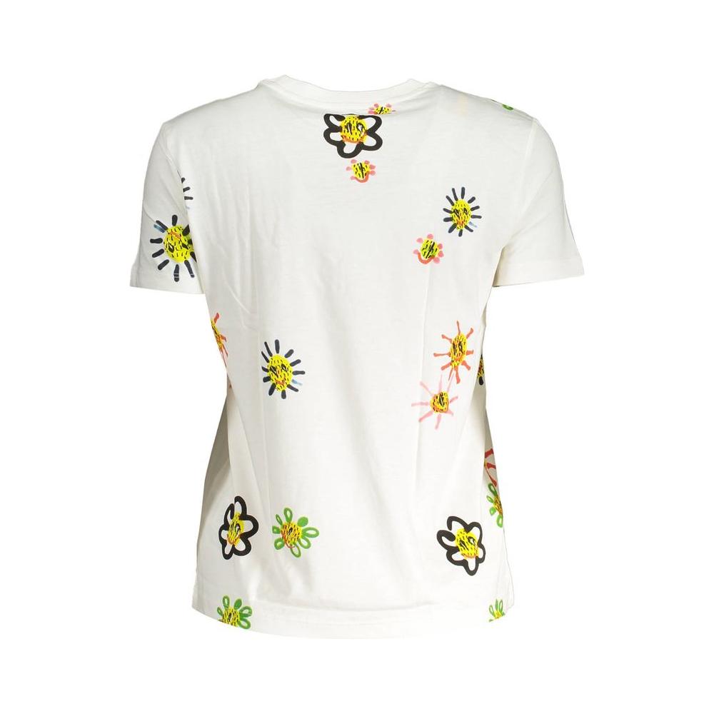 Desigual Chic Printed Round Neck Tee with Contrasting Details Desigual