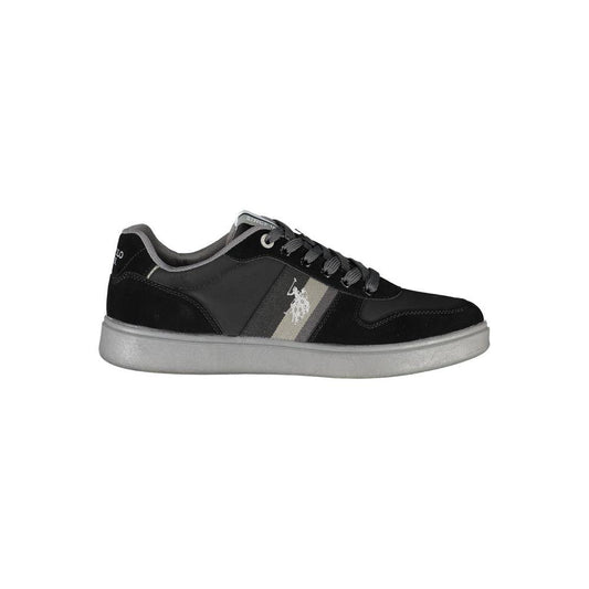 U.S. POLO ASSN. Sleek Black Lace-Up Sneakers with Contrast Details U.S. POLO ASSN.