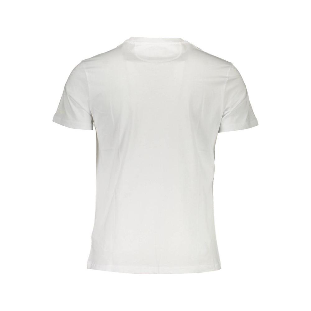 La Martina Elegant White Crew Neck Tee with Signature Print La Martina