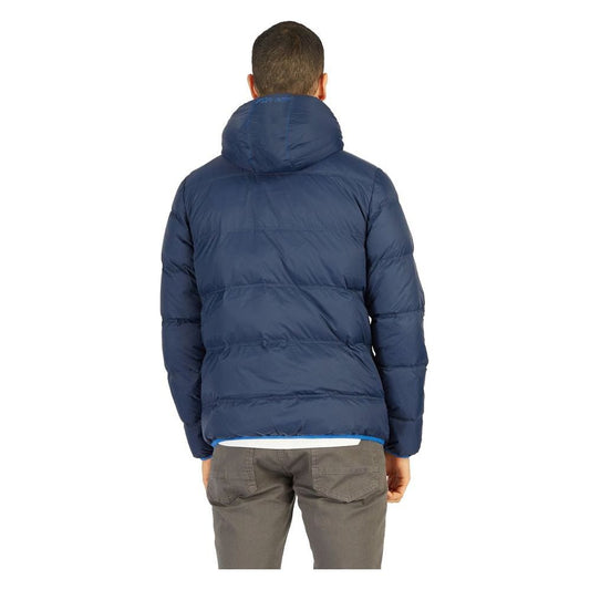 La Martina Elegant Blue High-Collar Men's Puffer Jacket La Martina