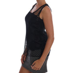 Dolce & Gabbana Black Silk Mesh Floral Lace Top