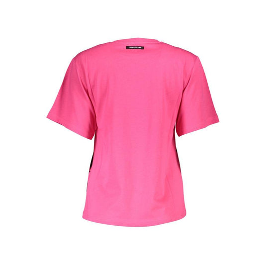 Cavalli Class Chic Pink Cotton Tee with Signature Print Cavalli Class