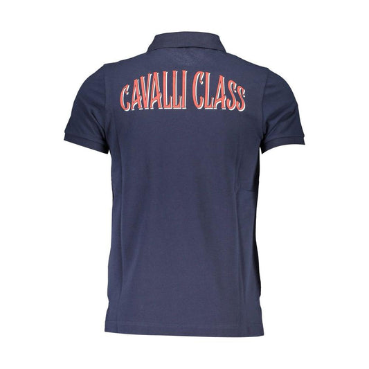 Cavalli Class Elegant Blue Cotton Polo with Chic Detailing Cavalli Class