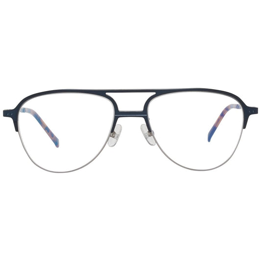 Hackett Black Men Glasses Frame with metal and plastic construction, blue-filter, half-rim style, and 53-17-145 dimensions.
