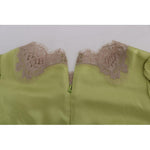 Dolce & Gabbana Green Silk Stretch Blouse Top