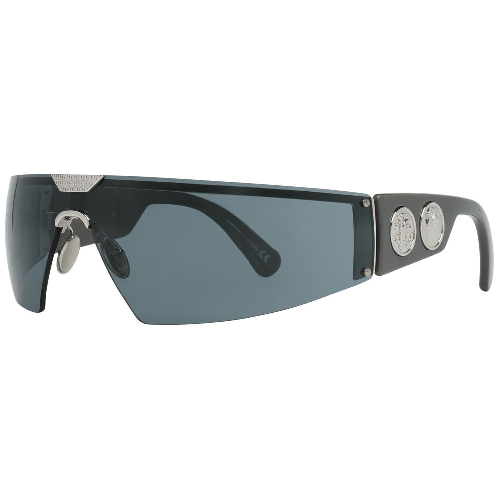 Roberto Cavalli Black Metal & Plastic Sunglasses with rimless design and grey lenses, offering 100% UVA & UVB protection.