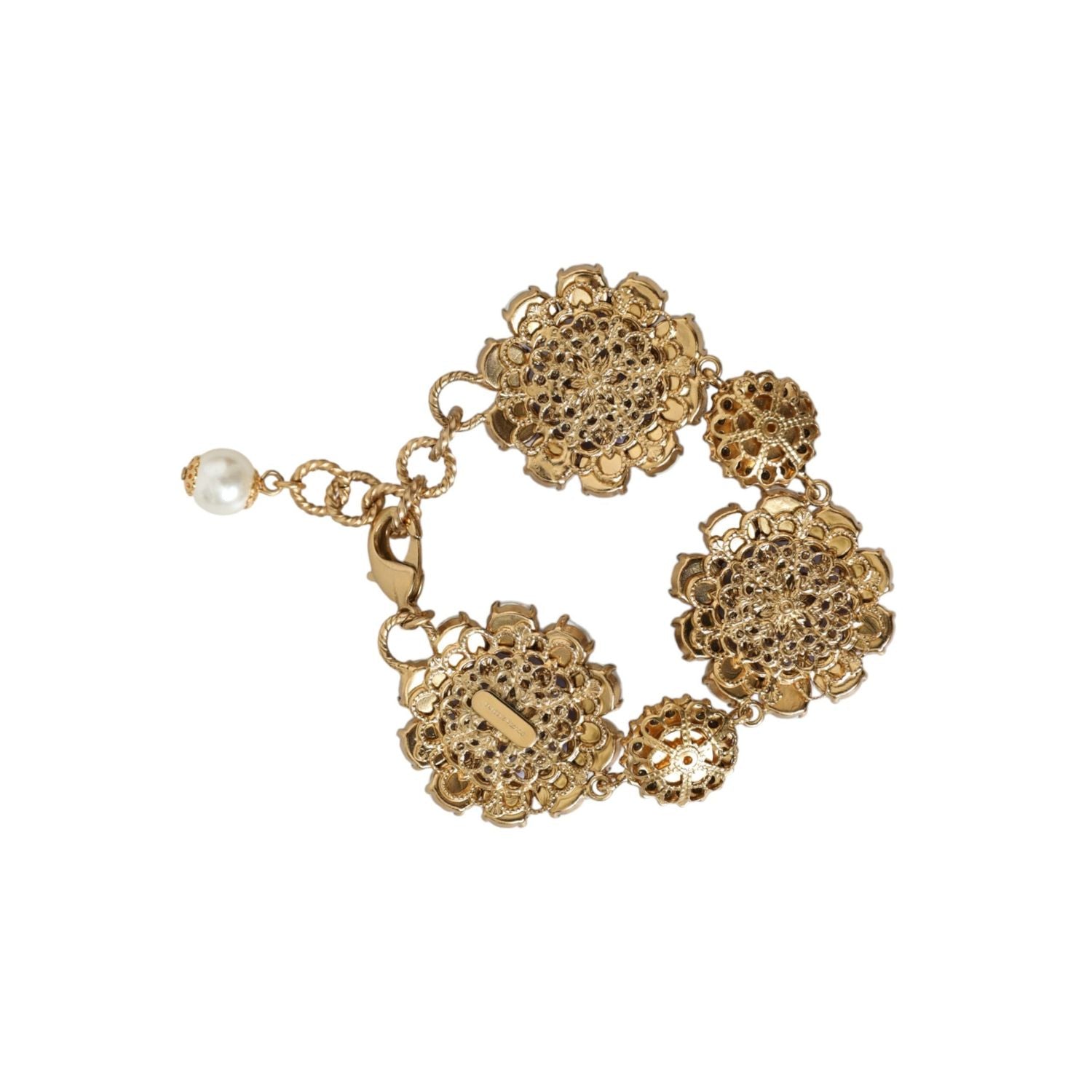 Dolce & Gabbana Gold FIORI BLOOMING Floral Baroque Crystals Bracelet