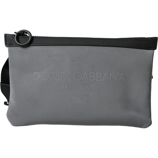 Dolce & Gabbana Gray Neoprene Logo Zip Waist Fanny Pack Belt Pouch Bag Dolce & Gabbana