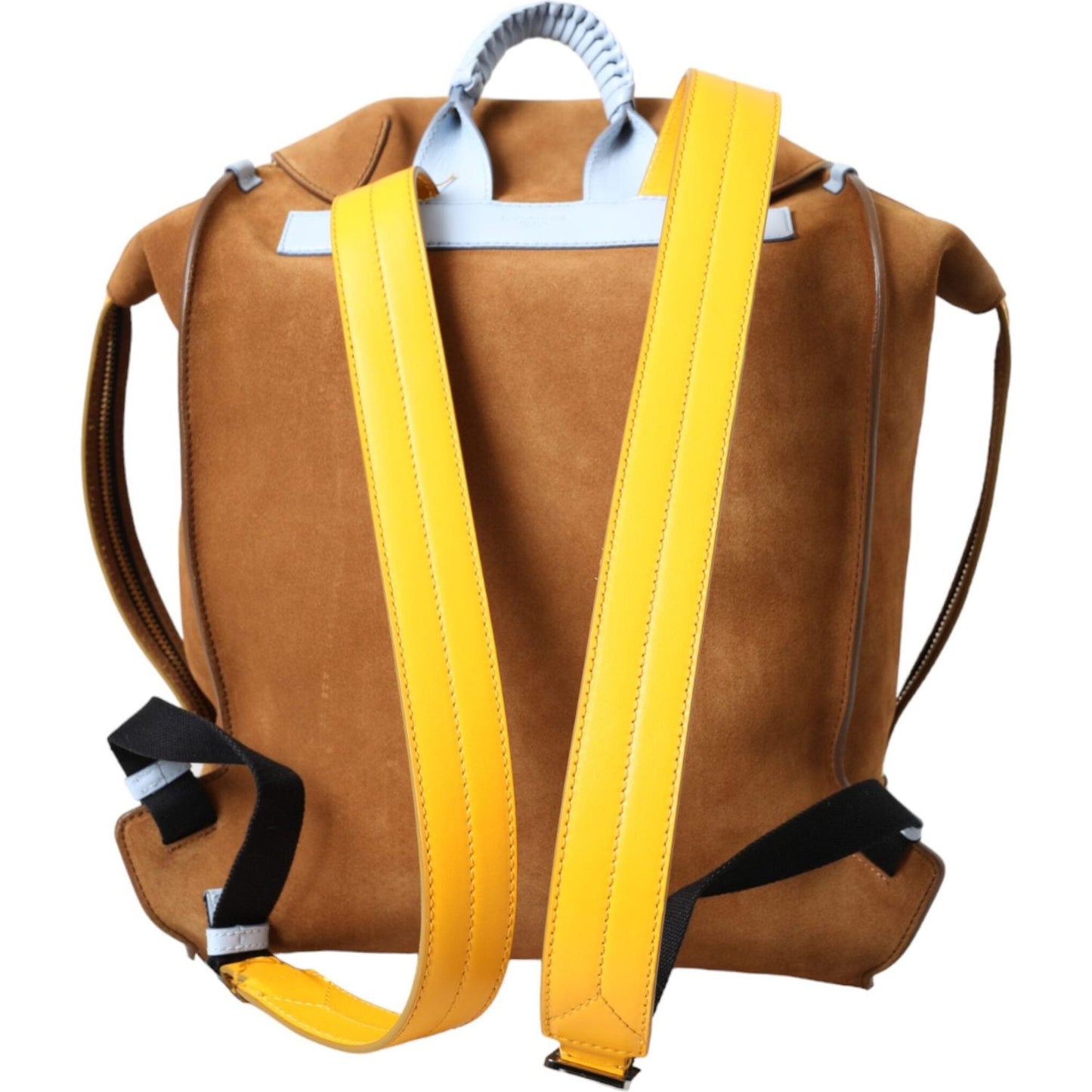 Dolce & Gabbana Brown Yellow Suede Leather Logo Backpack Bag Dolce & Gabbana